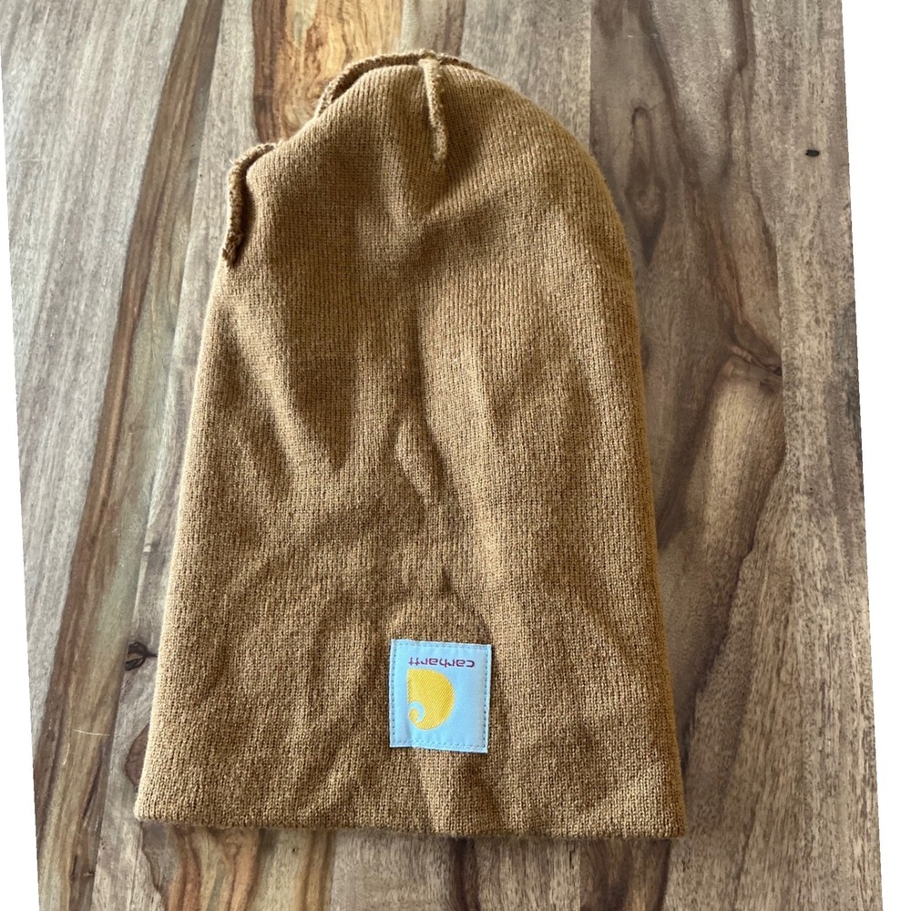 Carhartt A18 Brown Watch Hat Beanie One Size Acrylic Cuffed Knit Workwear Logo - Picture 8 of 8